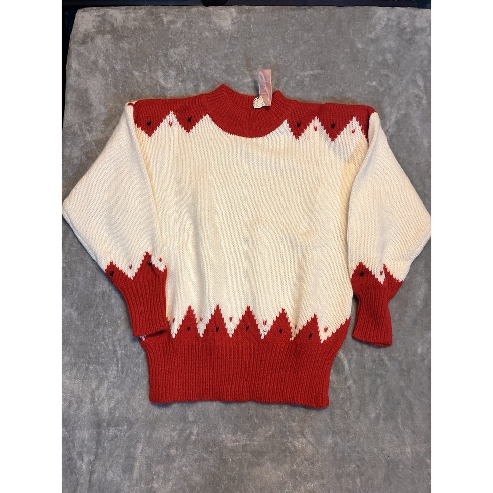 VNTG 80s Jaclyn Smith Red White Sweater Hearts Love Valentine's M READ